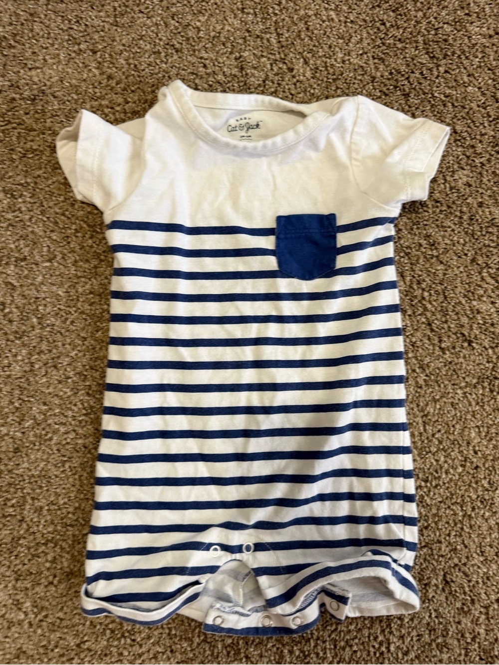 Navy Stripe Baby Romper with Chest Pocket cat and jack nautical romper 3-6 month